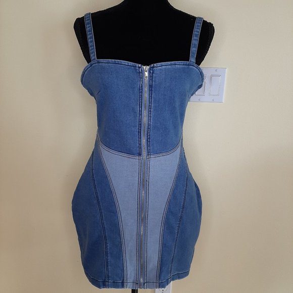 Brand New Sexy Forever 21 Heavy Stretch Denim Sundress - Picture 2 of 13